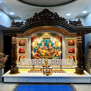 Mandir en teck hindou Ram Darbar, salle de prière traditionnelle en bois, temple Swami Narayan pour salle de prière, fabricant en gros au Royaume-Uni - Product Image 1