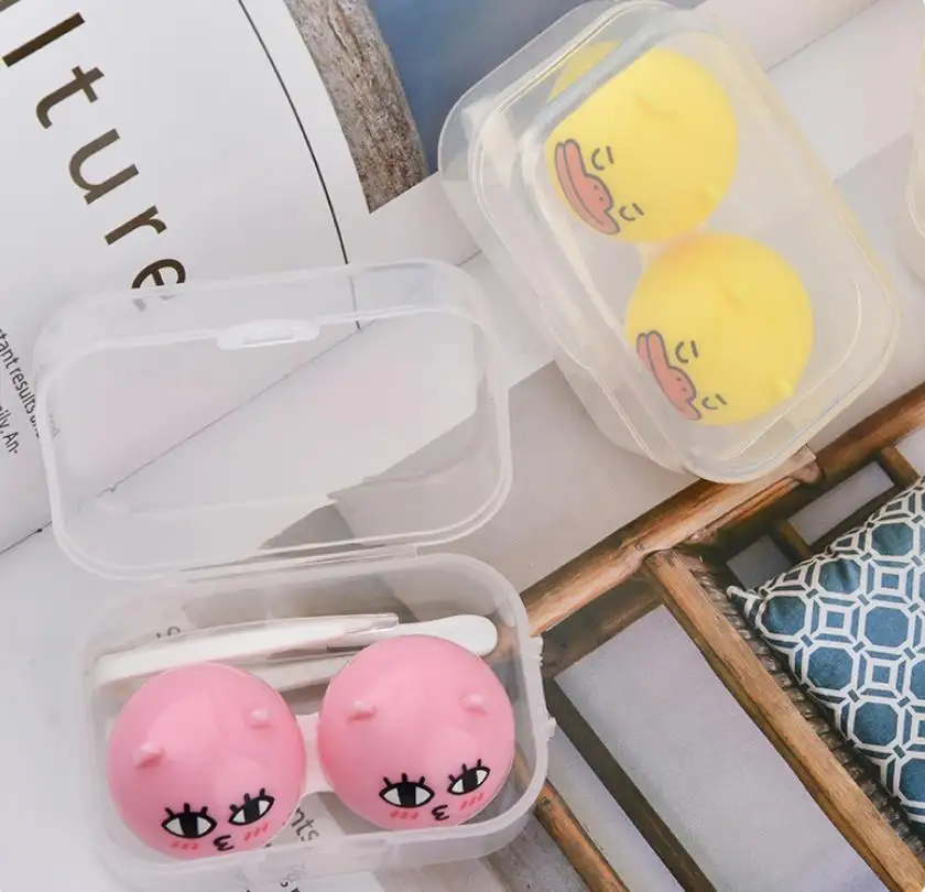 Creative Cartoon Cute Bird Glasses Double Contact Lens Box for Eyes Care Kit Container Contact Lens Case Fun Gift for Beauty