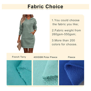 Sudaderas con capucha de estilo largo y cuello abotonado de algodón 100% de peso pesado para mujer de tela con textura de logotipo personalizado, sudaderas con capucha de gran tamaño para mujer - Product Image 2