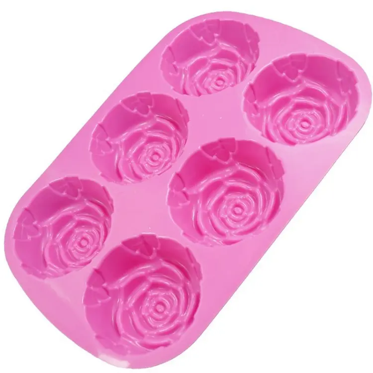 Muffa del Silicone della torta della muffa del sapone della torta del Silicone di forma del fiore della rosa strumenti della muffa del bigné muffa del Silicone della torta