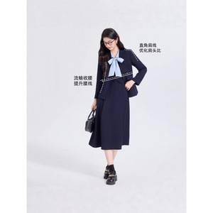 Women's Preppy Style Two Piece Suit Set Long Sleeve Blazer Skirt Dress Anti Wrinkle Worsted Fabric Commute Wear - Product Image 4