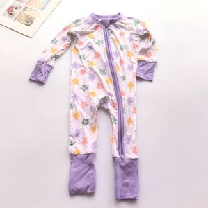 Merek cetak & Label bambu ritsleting Bayi Romper bambu tidur anak baru lahir organik bayi bambu Viscose piyama bayi - Product Image 2