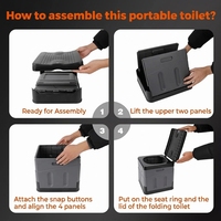 Toilette portable pliable pour le camping, les voyages, en plastique, pour camping-car, intérieur/extérieur, usage temporaire