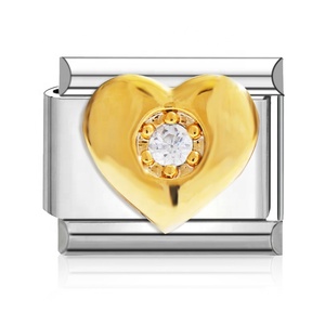 Populares Dijes Italianos a Granel de Acero Inoxidable que no se Deslustran, Chapados en Oro de 18K con Estrella de Diamantes, para Pulsera de Dijes Italianos - Product Image 6