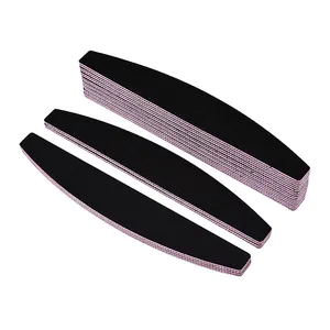 Professional salon use 12pcs shrink pack half-moon shape double sandpaper custom logo plastic black nail file