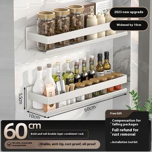 Étagère à épices murale multifonctionnelle moderne sans perçage, organisateur de rangement de cuisine pour bocaux à assaisonnements - Product Image 6