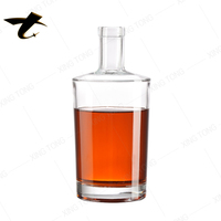 Bouteille de vin en verre transparent avec bouchon à couronne, capacité 500 ml, 700 ml, 750 ml, bouteille vide ronde pour liqueur/vodka