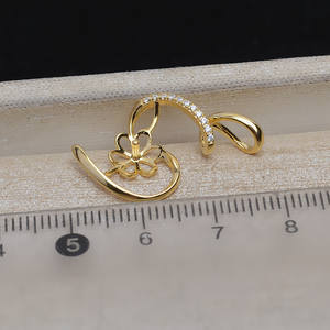 Base de pendentif en argent S925, DIY, perle 13-14, accessoires, support vide, design éclair, composants de bijoux - Product Image 3