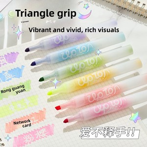 <span class=keywords><strong>Evidenziatore</strong></span> Fluorescente <span class=keywords><strong>Cancellabile</strong></span> a Doppia Punta, 6 Colori, Grande Capacità, Triangolare, Facile da Impugnare, per Doodling, Marcatura e Journaling - Product Image 3