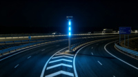 Balise de signalisation routière solaire verticale OWLEYE 48 LED SRD48 à commande automatique, en acier inoxydable, pour garde-corps de route