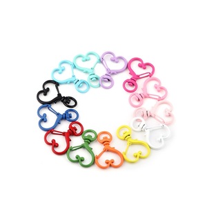 Heart Shaped Metal Clasps Hooks Jewelry Findings <b>Baking</b> Painted Colorful Keychain Buckle For DIY <b>Accessories</b> - Product Image 1