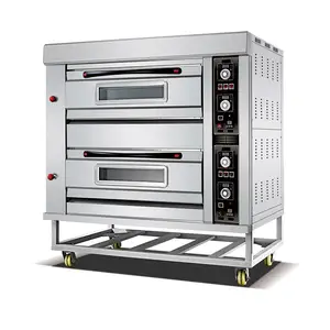 Oven pemanggang roti, kontrol temperatur oven panggangan Gas baja tahan karat komersial untuk roti