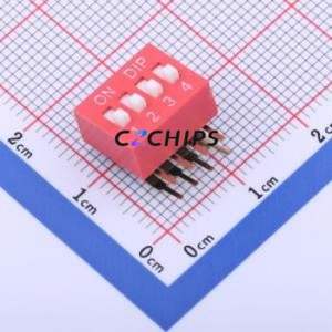 KH-BM2.54-4P-W DIP Switch Through hole Component (THT) Switch Flat Toggle, Raised Type 4 PC Pin 2.54mm - Product Image 1