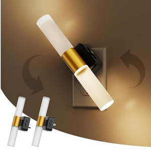 180 °   Veilleuses rotatives à intensité variable 3000K blanc chaud, veilleuse moderne dorée à brancher pour chevet et salle de bain - Product Image 1