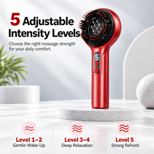 Masseur de cuir chevelu rouge, peigne de massage de la tête, brosse à shampooing réglable sur 5 niveaux, outil de soin des cheveux - Product Image 1