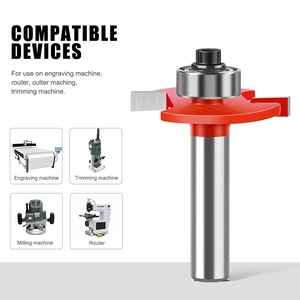 Fraise à rainurer en T pour le travail du bois, à tige de 8 mm, avec dents en carbure de 3 mm et 5 mm de largeur, et roulement supérieur - Product Image 4