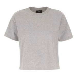 Camiseta de algodón gris APC de moda de lujo de excelente calidad, Camiseta corta con logotipo impreso en la parte superior - Product Image 1