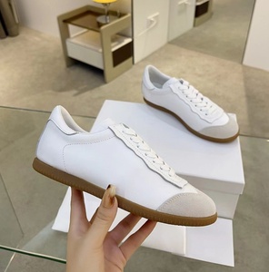 White Leather Suede Patchwork Low Top Sneakers Gum Rubber Sole Retro Casual <b>Walking</b> <b>Trainers</b> <b>For</b> Women Daily Streetwear Shoes - Product Image 5