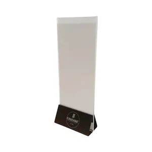 Promotional Acrylic Sign Display Holder Table Tent Bar Restaurant Menu Holder With Metal Base