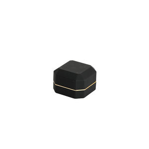 Premium Modern Luxury LED Light <b>Black</b> Jewelry <b>Box</b> Golden Edge Octagonal Square Pattern Handmade Jewellery Storage - Product Image 3