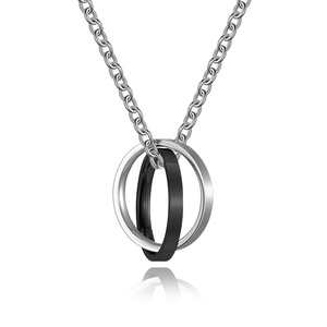 Ciondolo a doppio anello in acciaio inox opaco spazzolato <span class=keywords><strong>collana</strong></span> unisex unisex a doppio scopo - Product Image 4