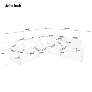 Modasi - Sofá Seccional Modular Convertible Moderno de 3 Plazas, Sofá Grande en Forma de L, Tapizado en Tela, Sin Brazos, para Sala de Estar, Oficina o Villa - Product Image 6