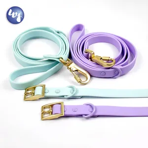 Adjustable blank macaron luxury dog collar and leash OEM custom logo waterproof mascot dog collar accessories