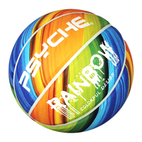 Ballon de basketball personnalisé durable avec votre logo, taille 7, chambre à air en caoutchouc butyle, rebond de 120-140 cm, PU arc-en-ciel, intérieur/extérieur, pour l'entraînement