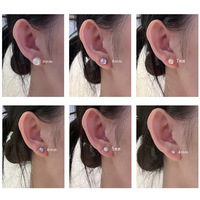 Boucles d'oreilles clous simples en perles d'eau douce naturelles pour femmes, perles en forme de chignon, en argent massif S925, minimalistes, multicolores, pour filles