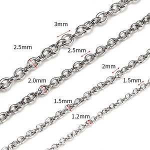 Chaîne en acier inoxydable ronde en forme de O, chaîne croisée, pour collier et bracelet DIY, chaîne de base tendance, apprêts de bijoux personnalisés - Product Image 2