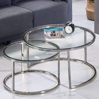 Ensemble de table centrale ronde nordique texture marbrée pour salon table basse gigogne de luxe moderne en métal doré et verre