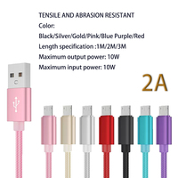 Kabel nilon kepang mikro USB Premium 2A dengan konektor Aloi aluminium inti tembaga murni untuk ponsel Android dan printer