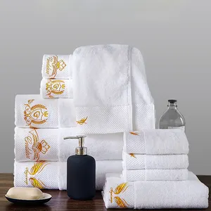 Serviettes de bain de luxe 800 600 gsm, lot de 6 pièces, avec logo, blanc, 100% coton, à la main, hôtel, avec logo, livraison gratuite