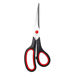 Household Scissors 8 Inch Stainless Steel Straight Head Black Red Handles Office Paper Cutting Craft Use - Product Image 3