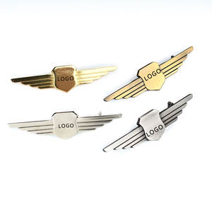 Épingle à badge personnalisée avec logo de bouclier simple, ailes d'aigle dorées et argentées, épingle à badge d'aile, emblème vierge - Product Image 2