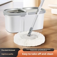 Balai Lave-Sol Magique en Microfibre 360 avec Seau de Nettoyage, Manche en Acier Inoxydable, Auto-Essorant, pour Utilisation Humide et Sèche sur Carrelage