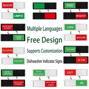 Imán para Lavavajillas con Indicador <span class=keywords><strong>de</strong></span> Estado <span class=keywords><strong>de</strong></span> la Lavavajillas (Limpio/Sucio) en Varios Idiomas, Reversible, con Deslizador para Marcar el Estado <span class=keywords><strong>de</strong></span> la Privacidad - Product Image 1