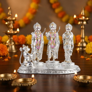 Silver Plated 24k <b>Gold</b> Plated Ram Darbar Idol Lord Rama Sita Lakshman Hanuman Religious <b>Statue</b> Handmade for Tabletop Home Office - Product Image 5