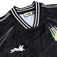 Kaus sepak bola kualitas tinggi OEM desain cetak 3D silikon kustom Logo bordir pakaian jalan Retro Jersey sepak bola