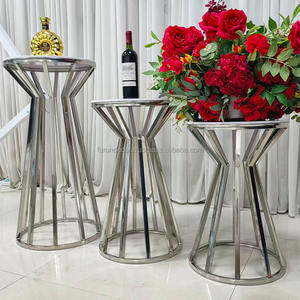 Estante de flores de Metal de acero inoxidable personalizado de fábrica, mesa de postre, estante para pasteles, ambiente decorativo, decoración de boda - Product Image 3