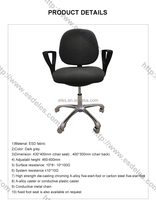 Chaise de laboratoire ESD en tissu gris personnalisable, ergonomique, pivotante, réglable en hauteur avec repose-pieds, antistatique pour salle blanche et atelier