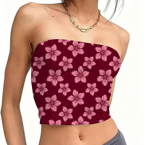 Custom Design <strong>Women</strong> Youth Tube Tops Rayon Stretch <strong>Hawaiian</strong> Floral Lady Adult Tight Crop Top <strong>Shirts</strong> - Product Image 5