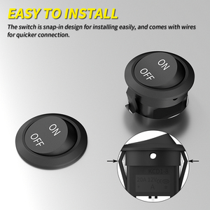 สวิตช์โยกแบบกลมมาตรฐาน UL สำหรับมืออาชีพ แบบมีสายพร้อมใช้งาน 12V DC สวิตช์กระแสสูง SPST <span class=keywords><strong>2</strong></span> ขา สำหรับรถยนต์ เรือ - Product Image 6