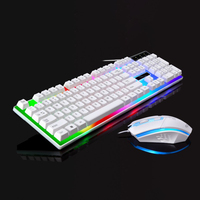 Honcam Clavier de jeu filaire Combinaison de souris Clavier de jeu rétro-éclairé arc-en-ciel Led Souris de jeu RVB 104 touches Clavier Souris