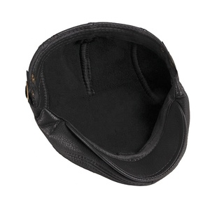Béret en cuir PU de qualité pour hommes, nouvelle collection automne/hiver, pour hommes d'âge moyen et âgés, style britannique vintage, casquette avant en cuir PU - Product Image 3