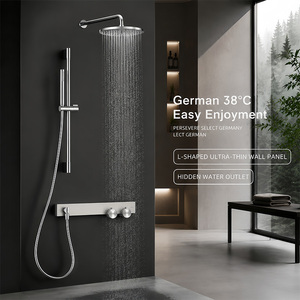 Sistema de <span class=keywords><strong>ducha</strong></span> de pared cepillado con riel vertical, rociador de mano y control de doble perilla, venta al por mayor de fábrica - Product Image 5