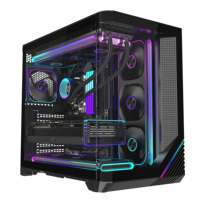 Boîtier PC de jeu robuste avec écran LCD, tour complète ATX, en verre latéral blanc, pour ordinateur de bureau