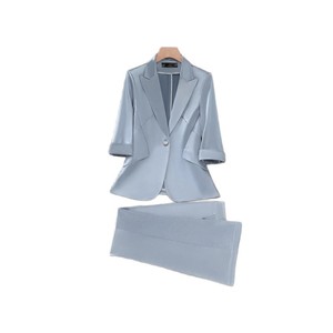 Pink Satin Women's Suit Set Three Quarter Sleeve Formal Wear For Commute Spring Summer Autumn Cross Border Wholesale - Product Image 5