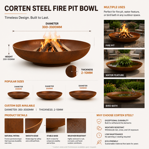Brasero de Acero Corten Personalizado, Chimenea Grande para Jardín Exterior, para Barbacoa, <span class=keywords><strong>Camping</strong></span> <span class=keywords><strong>y</strong></span> Paisajismo - Product Image 2