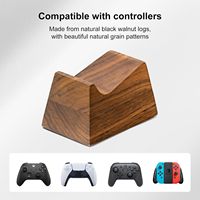 Support pour casque avec support pour manette de jeu, support pour casque en bois de noyer avec base de rangement
